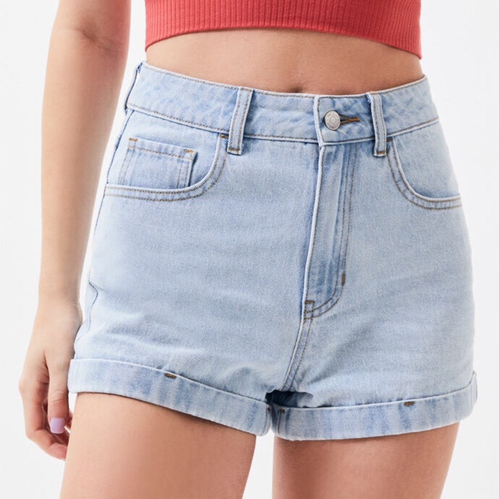 Pacsun washed out blue denim mom shorts